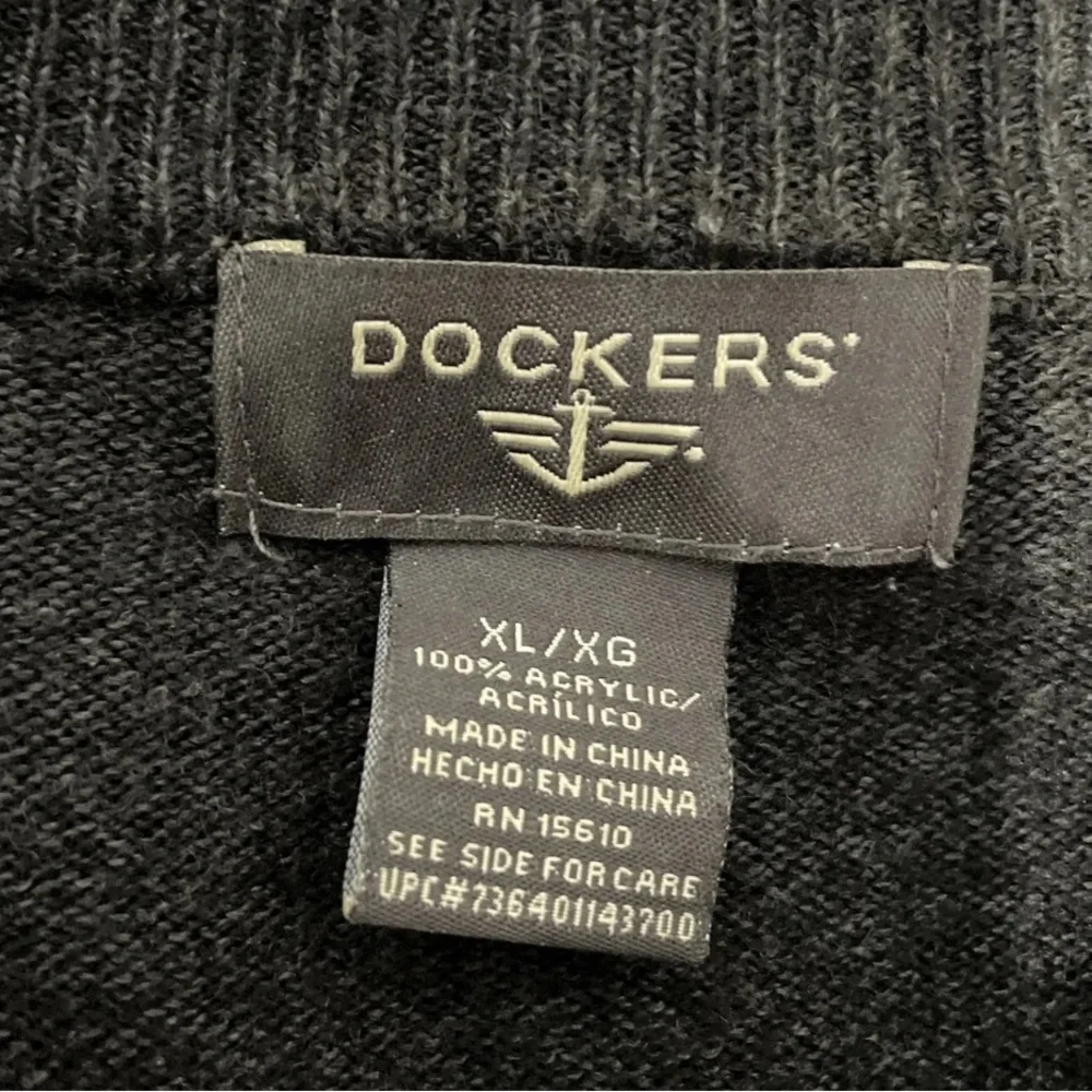 Dockers Argyle Sweater Mens XL Black Blue‎ Long Sleeve Crewneck